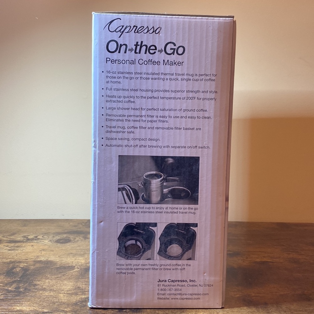 Capresso on-the-go personal coffee maker. New with tag - Picture 2 of 3